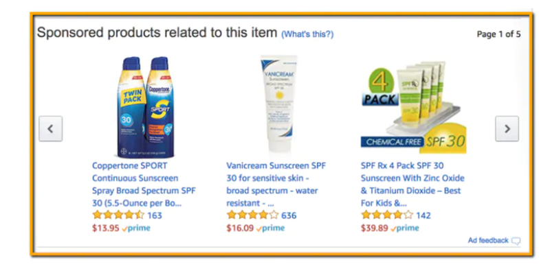 Реклама Amazon: спонсируемые продукты